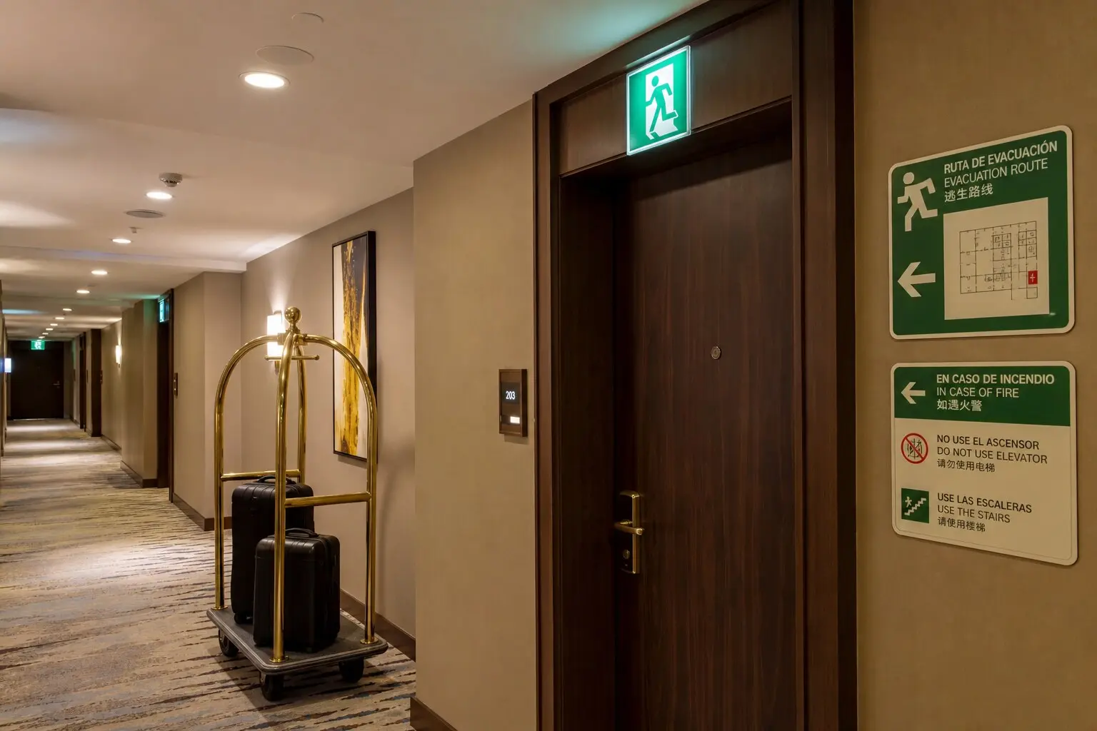 Signalétique incendie en hôtel et hébergement